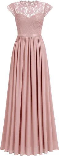 Miniatura 5 de Miusol - Maxi vestido floral con encaje para fiesta de noche y uso formal para mujer