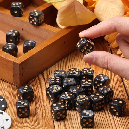 Miniatura 5 de TecUnite Juego de 25 dados poliédricos de 6 lados con bolsa negra compatible con actividades de tabla, fiestas, aprendizaje de matemáticas y otros