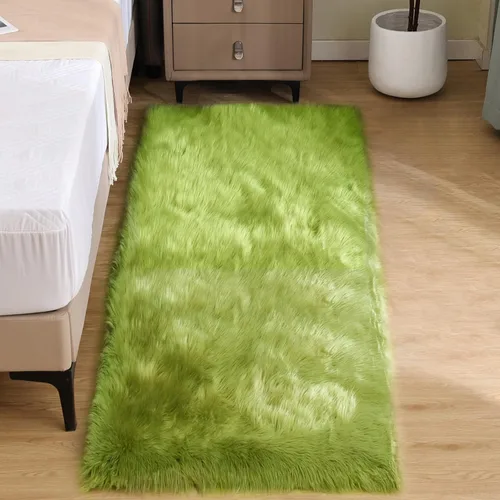 Miniatura 97 de Goolela Alfombra esponjosa de piel sintética de oveja sintética de 4 x 6 pies, color gris, para dormitorio, mesita de noche, alfombra suave de felpa