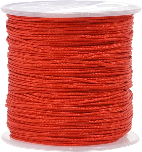 Miniatura 13 de Mandala Crafts Cordón de satén de nailon para la fabricación de joyas, 0.079 in, 55 yardas, cuerdas rojas de nailon, cordón de nudo chino para hacer