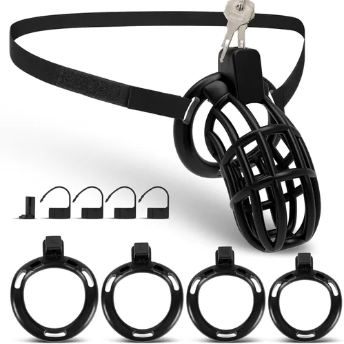 Miniatura 9 de Cinturón de Castidad Masculino Jaula para Pene - UTIMI Dispositivos de Correa de Castidad de Plástico Ajustable para Hombre Sissy Jaula de Ejercicio