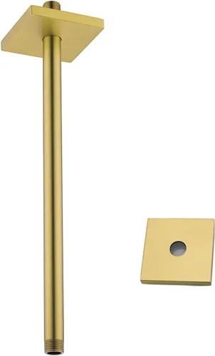 Miniatura 46 de Brazo de ducha montado en el techo de 4 pulgadas, extensión de cabezal de ducha negro mate con escudo único a juego, conexión estándar de 1/2
