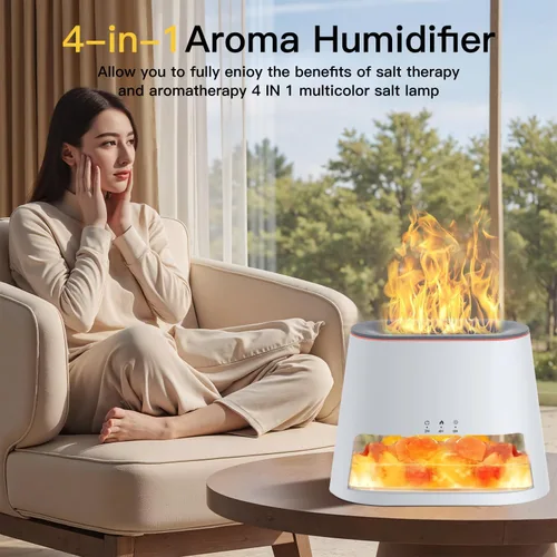 Miniatura 7 de Lámpara de sal del Himalaya 2 en 1 y difusor ultrasónico de aceite esencial, difusor de aromaterapia, humidificador de niebla fría, lámpara