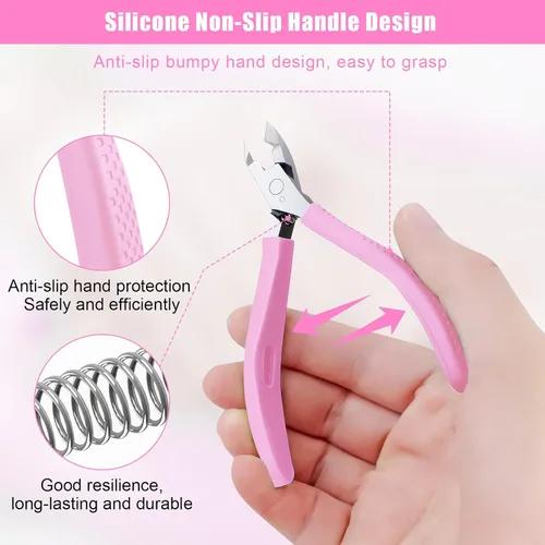 Miniatura 6 de Diesisa Cortadora de cutículas, extremadamente afilada, cortacutículas para uñas con mango de silicona, antideslizante, cortador profesional
