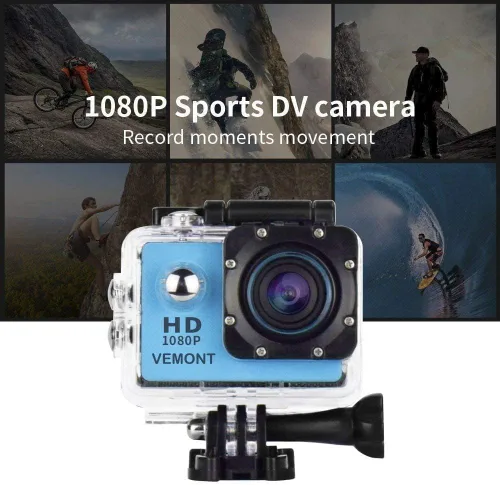 Miniatura 5 de VEMONT Cámara de acción, 1080P 12MP Cámara deportiva Full HD de 2.0 pulgadas, cámara de acción de 98.4 ft/98 pies, cámara impermeable subacuática