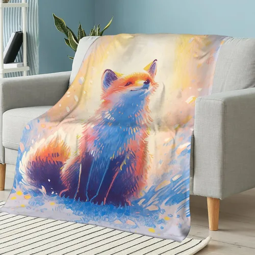 Miniatura 2 de Manta de zorro – Forro polar de felpa suave para niños, bonita decoración de zorro rojo, 50 x 40 pulgadas