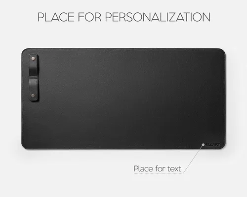 Miniatura 5 de Hidemont Tapete de escritorio de cuero de grano completo, tapete de escritorio personalizado de cuero real, organizador de cable para teclado