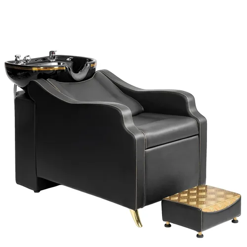 OmySalon Unidad de lavado a contracorriente de champú con cuenco grande de porcelana, fregadero de salón, silla de lavado de cabello, estación de