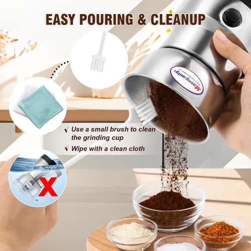 Miniatura 6 de Moongiantgo - Molinillo de café eléctrico, mini molinillo de especias, 200W, molienda rápida de 10s, molino de grano seco para especias, semillas