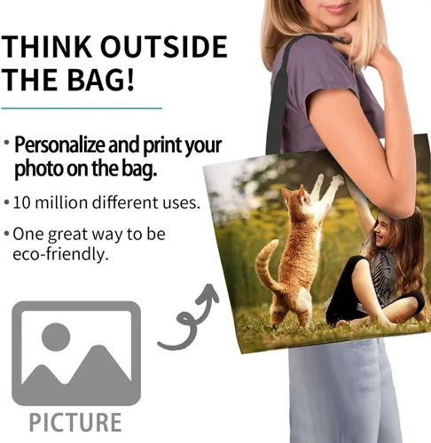 Miniatura 2 de Bolsa de mano personalizada, diseña tu propio texto/foto/logotipo impreso, bolso de hombro personalizado de gran capacidad para hombres/mujeres