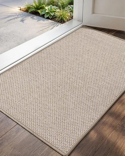 Miniatura 10 de Color&Geometry - Tapete para puerta delantera de 26 x 47 pulgadas, atrapador de suciedad con parte trasera de goma ultra antideslizante, perfil Caqui