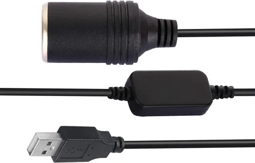 Miniatura 4 de Adaptador USB A macho a hembra de 12V para encendedor de cigarrillos de coche para GPS Dashcam y más - Negro (0.3M/1 pie)