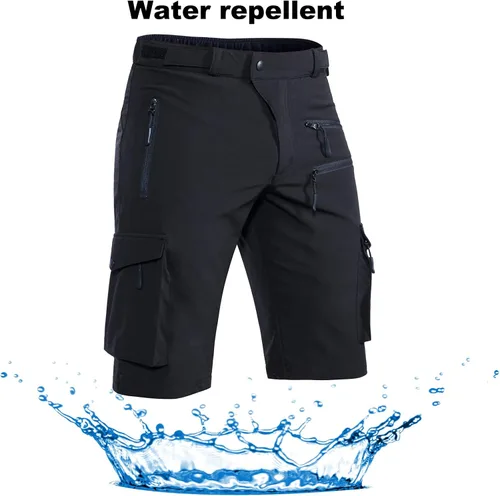 Miniatura 2 de Hiauspor Pantalones cortos de ciclismo de montaña para hombre, elásticos, de secado rápido, con bolsillo con cremallera