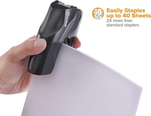 Miniatura 2 de Bostitch Office - Engrapadora resistente, capacidad de 40 hojas, sin atascos, media tira, cabe en la palma de la mano, para aula, oficina o paquete
