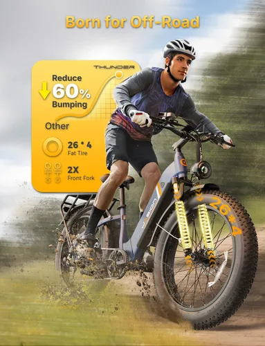 Miniatura 6 de Jasion Bicicleta eléctrica Thunder/PRO/ST, 2000 W/1800 W Peak Ebikes para adultos, neumático de grasa de 26 pulgadas, mejor bicicleta eléctrica