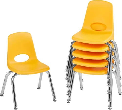 Miniatura 79 de FDP 16" Silla apilable escolar, silla de estudiante apilable con patas de acero cromado y ruedas; para aprendizaje en casa o en el aula - Gris claro