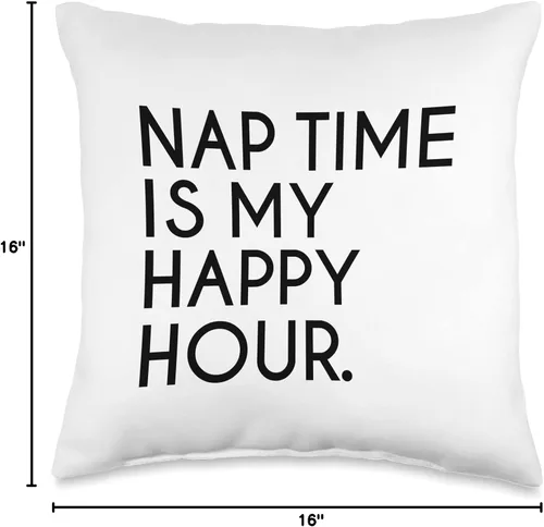 Miniatura 4 de Nappers Unite 600 Time is My Happy Hour Funny Naps Napper - Almohada de regalo, 16 x 16 pulgadas, multicolor
