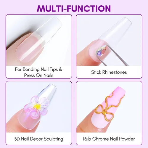 Miniatura 8 de Makartt Gel de pegamento sólido para uñas: pegamento de uñas de gel extra fuerte para uñas a presión y puntas falsas, pegamento de uñas fuerte