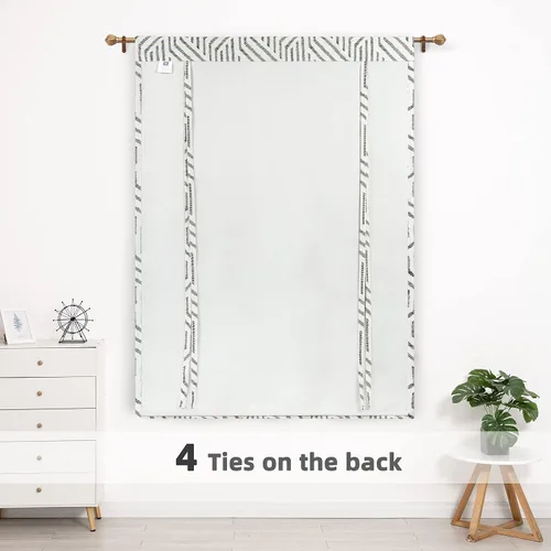 Miniatura 4 de DriftAway Briony - Cortina opaca con amarre para cocina, ajustable, diseño de globos, líneas texturizadas, estampadas, persianas romanas