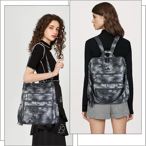 Miniatura 20 de Bolsos mochila monedero de piel sintética para mujer, bolsas con zíper, mochilas de hombro casuales