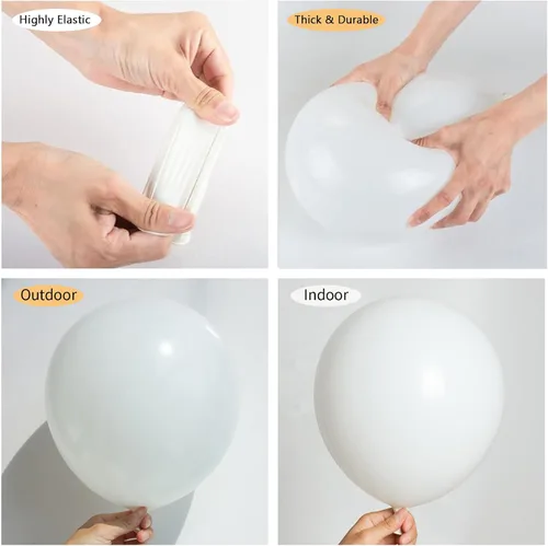 Miniatura 3 de Paquete de 150 globos blancos de diferentes tamaños, 18, 12, 10, 5 pulgadas, kit de arco de guirnalda de globos de fiesta de cumpleaños, baby