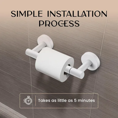 Miniatura 4 de Day Moon™ Soporte de pared para papel higiénico blanco mate, soporte giratorio moderno para rollo de papel higiénico