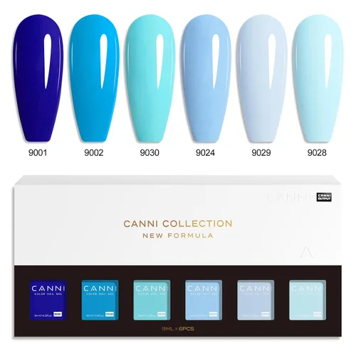Miniatura 8 de CANNI - Juego de esmalte de uñas en gel azul de 6 colores 9ML Baby Royal Light Blue – Esmalte de uñas en gel inspirado en el océano Acuario