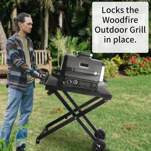 Miniatura 4 de BSARTE Soporte plegable de metal para parrilla Ninja Outdoor XSKSTAND para Woodfire OG701 OG751 (Serie OG700) con estante lateral, soporte