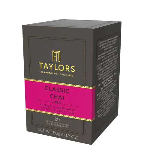 Miniatura 3 de Taylors of Harrogate Classic Chai, té negro, bolsas envueltas individualmente, 20 unidades (paquete de 1), especiado, aromático y cálido