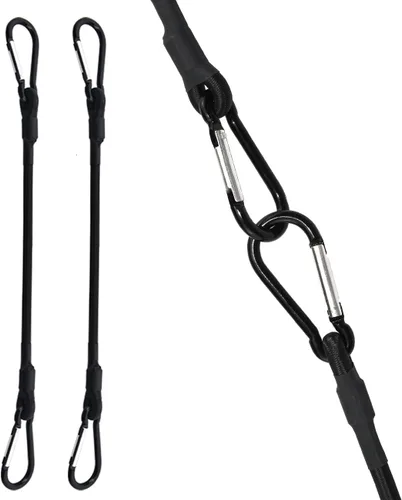 Miniatura 9 de Correas elásticas cortas con Mini SDTC Tech con mosquetones, paquete de 8 correas elásticas negras extra resistentes de 6", 8", 10" SDTC Tech