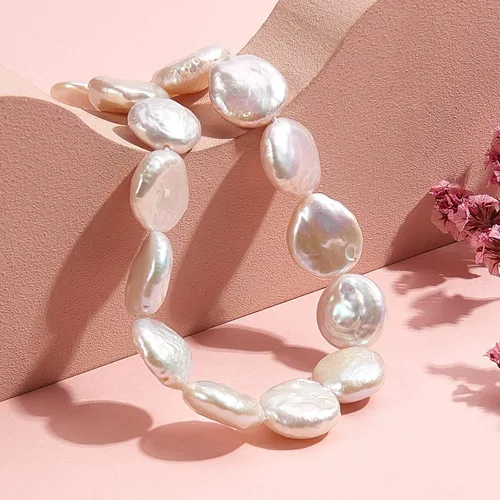 Miniatura 4 de LiQunSweet 15 piezas de cuentas barrocas de agua dulce cultivadas naturales sueltas perlas redondas planas hebras para mujer, aretes, collares