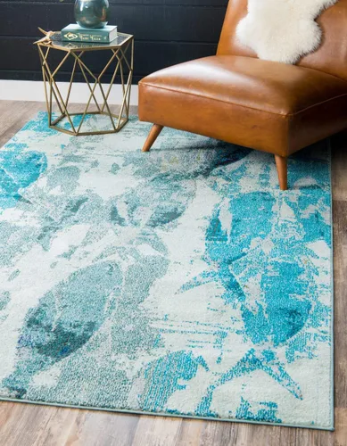 Miniatura 10 de Alfombra moderna Positano de estilo costero de Loom, Polipropileno, Azul claro