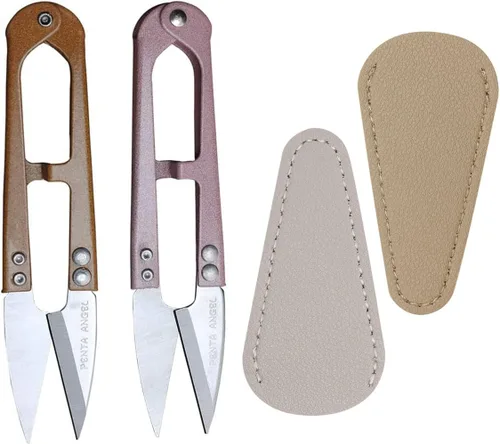 Miniatura 7 de 2 piezas de tijeras de costura mini multicolor 2 piezas de funda protectora de cuero para tijeras pequeña tijera para bordado hilo de bordar hilo