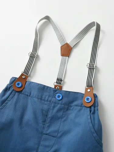 Miniatura 23 de Conjunto de pantalones para bebé, camisa de manga larga + pantalones + corbatín + tirantes, trajes de caballero para niños pequeños