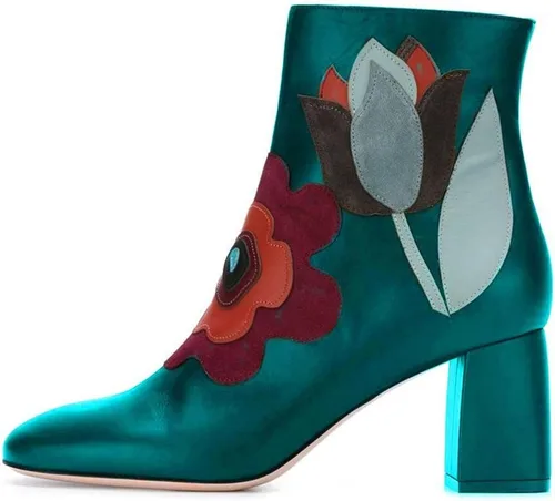 Miniatura 2 de FSJ - Botas de tobillo con punta redonda para mujer (tallas 4-15)