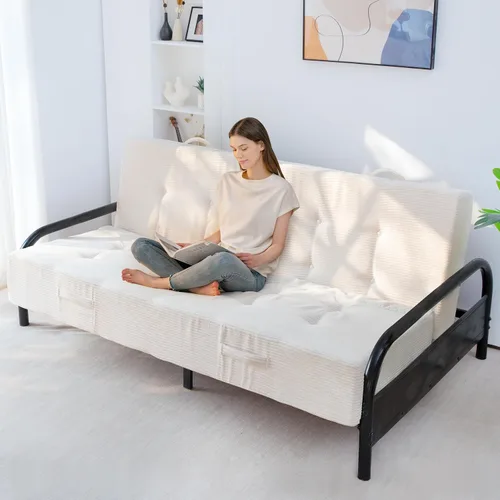 MAXYOYO - Colchón plegable de 8 pulgadas de grosor con asas, sofá cama copetudo (marco no incluido), sofá cama plegable versátil para dormir, sala