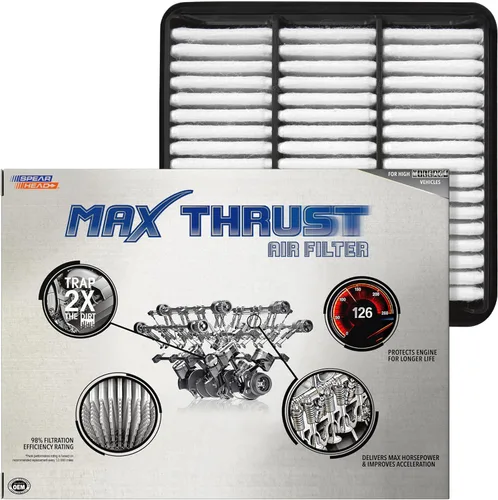 Miniatura 35 de Filtro de aire de motor Spearhead MPG Defense Max Thrust para vehículos de todo kilometraje, se adapta como el OEM, restaura MPG y aceleración