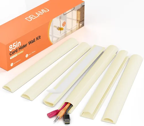 Miniatura 14 de Kit de ocultación de cables Delamu para pared con adhesivo, cubierta de alambre de múltiples funciones, 42.5 pulgadas para ocultar cables en Blanco