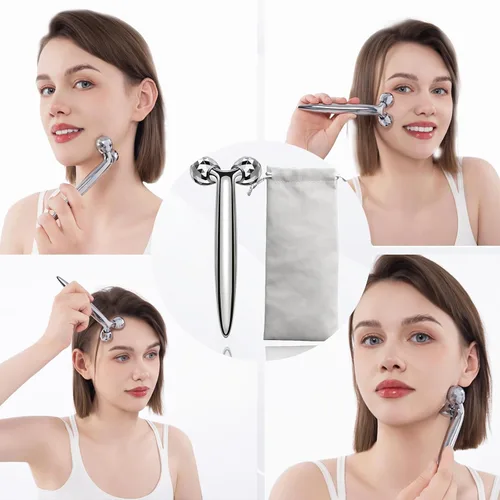 Miniatura 6 de Masajeador facial de metal, herramienta de masaje facial de enfriamiento 3D para reducir la hinchazón, eliminar las arrugas de los ojos, levantar