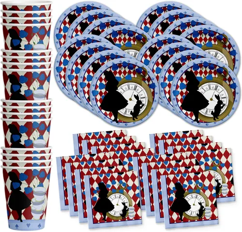 Juego de suministros para fiesta de cumpleaños de Alicia en el país de las maravillas – Alicia en el país de las maravillas – 1er cumpleaños –