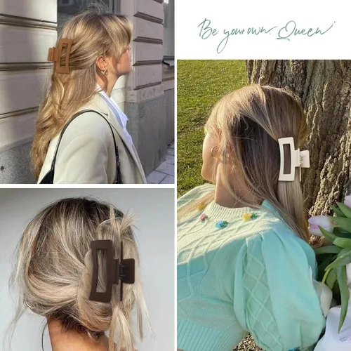 Miniatura 6 de Sisiaipu Pinzas para el Cabello, Pinzas Medianas de 3.5 Pulgadas, Paquete de 6 para Mujeres y Niñas - Accesorios para el Cabello Color Ámbar