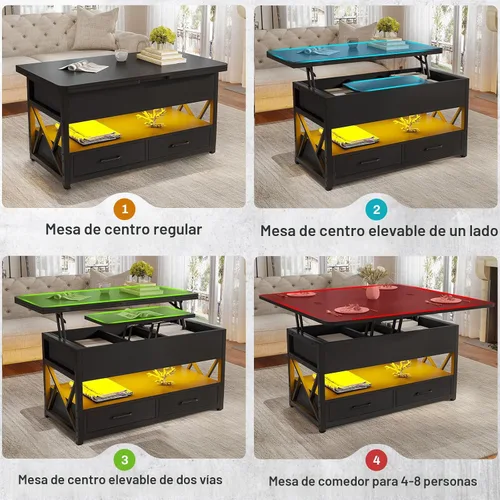Miniatura 4 de Itaar Mesa de Centro con Tapa Elevable de 40", Mesas de Centro 4 en 1 con Almacenamiento para Sala de Estar, Mesa de Centro Pequeña Estilo Granja