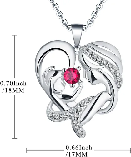 Miniatura 6 de JO WISDOM Collar de plata de ley 925 con colgante de corazón AAA, para madre e hija, regalo para mamá