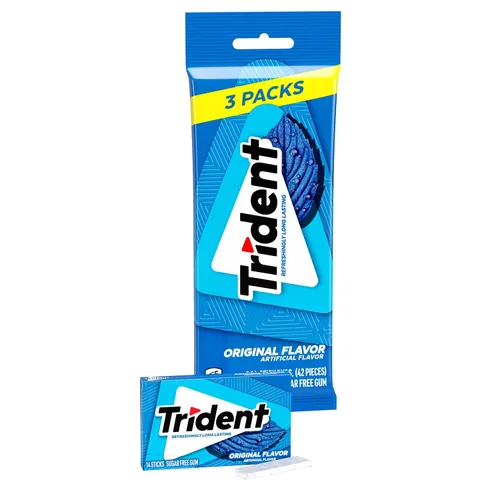 Miniatura 14 de Trident Goma de mascar de menta verde sin azúcar, 3 paquetes de 14 piezas (42 piezas en total)