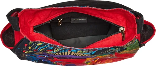 Miniatura 5 de Laurel Burch 80367 Hobo Medium Zipper Top 15" X4.5" X9", Wild Horses of Fire