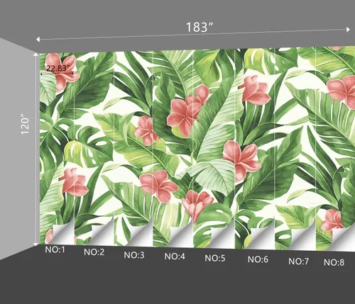 Miniatura 70 de Papel pintado botánico de selva tropical Hojas verdes de planta murales Estética para decorar habitación Sala de estar Fondo de TV Gran mural de B033