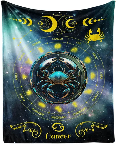 Miniatura 20 de Manta del zodiaco Tauro, manta de franela de 50 x 40 pulgadas, manta de franela con temática de astrología y estrellas y vibrante, manta suave