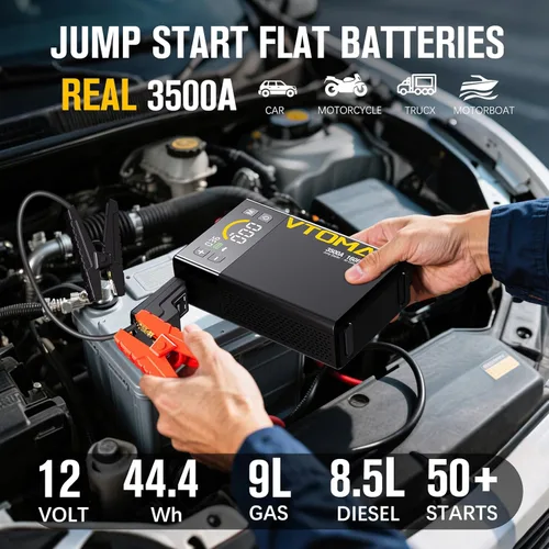 Miniatura 2 de VTOMAN Arrancador de salto X3 con compresor de aire, batería de coche portátil de 3500 A (motores diésel de 9 L/8.5L) con inflador de neumáticos