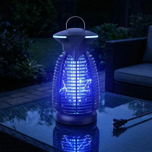 Miniatura 15 de Exterminador eléctrico de insectos al aire libre – 4200 V de alto voltaje insecto asesino impermeable luz LED para mosquitos, mosca, patio, porche