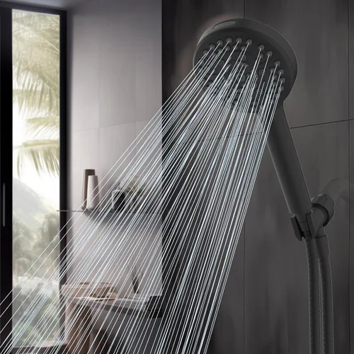 Miniatura 9 de Hibbent Cabezal de ducha filtrado con mano, cabezal de ducha de alta presión con 10 pulverizadores con 3 filtros, suavizador de agua para agua dura